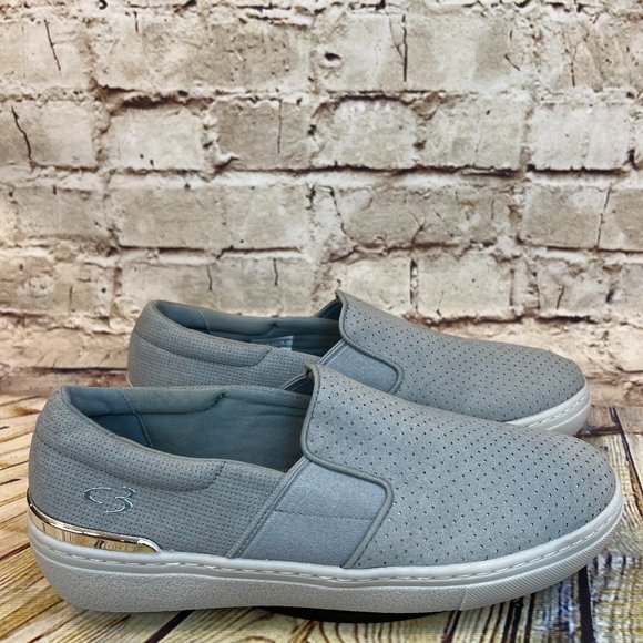 Skechers Concept 3 Womens Gray Perforated Elastic Fit Slip On Athletic Flats 9.5 - Picture 1 of 9